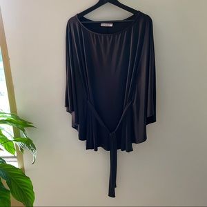 S-Twelve Black Belted Cape Sleeve Top